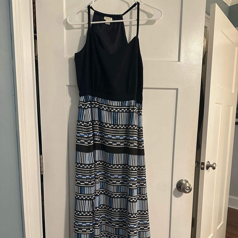 J Crew Blue Striped Maxi Dress